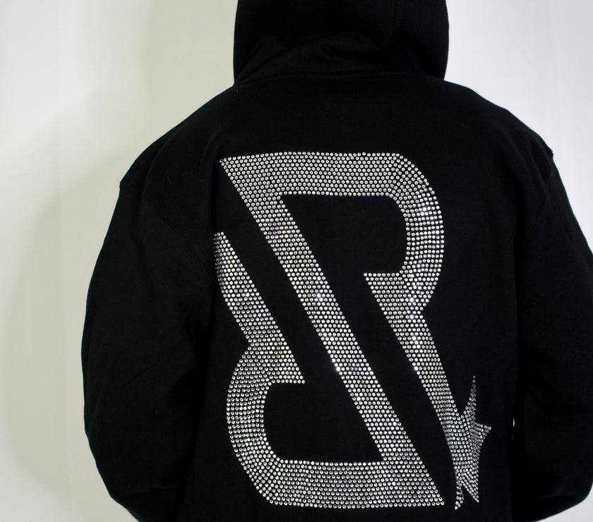 Zip Up hoodie RR logo Rhinestone💎 Front & Back v.1