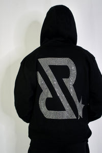 Zip Up hoodie RR logo Rhinestone💎 Front & Back v.1